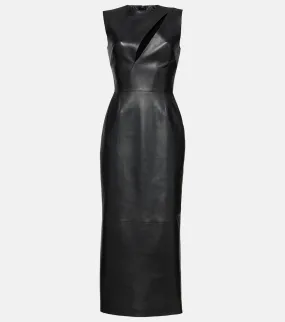 Alexander McQueen Cutout leather midi dress