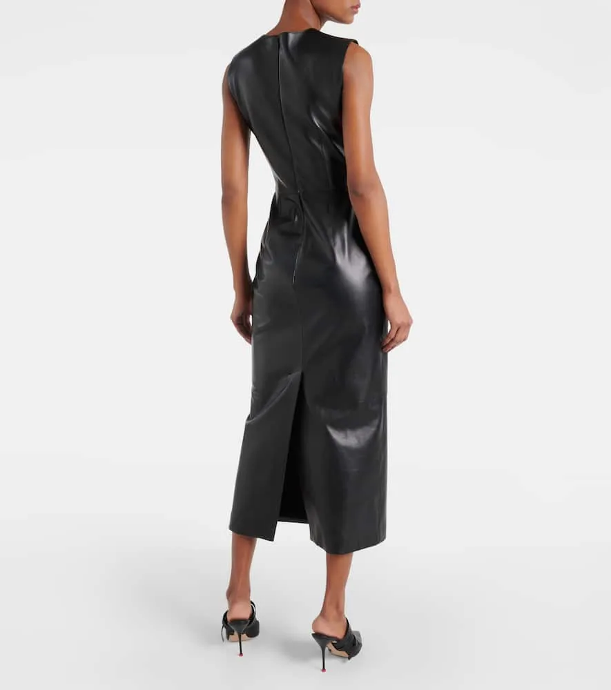 Alexander McQueen Cutout leather midi dress
