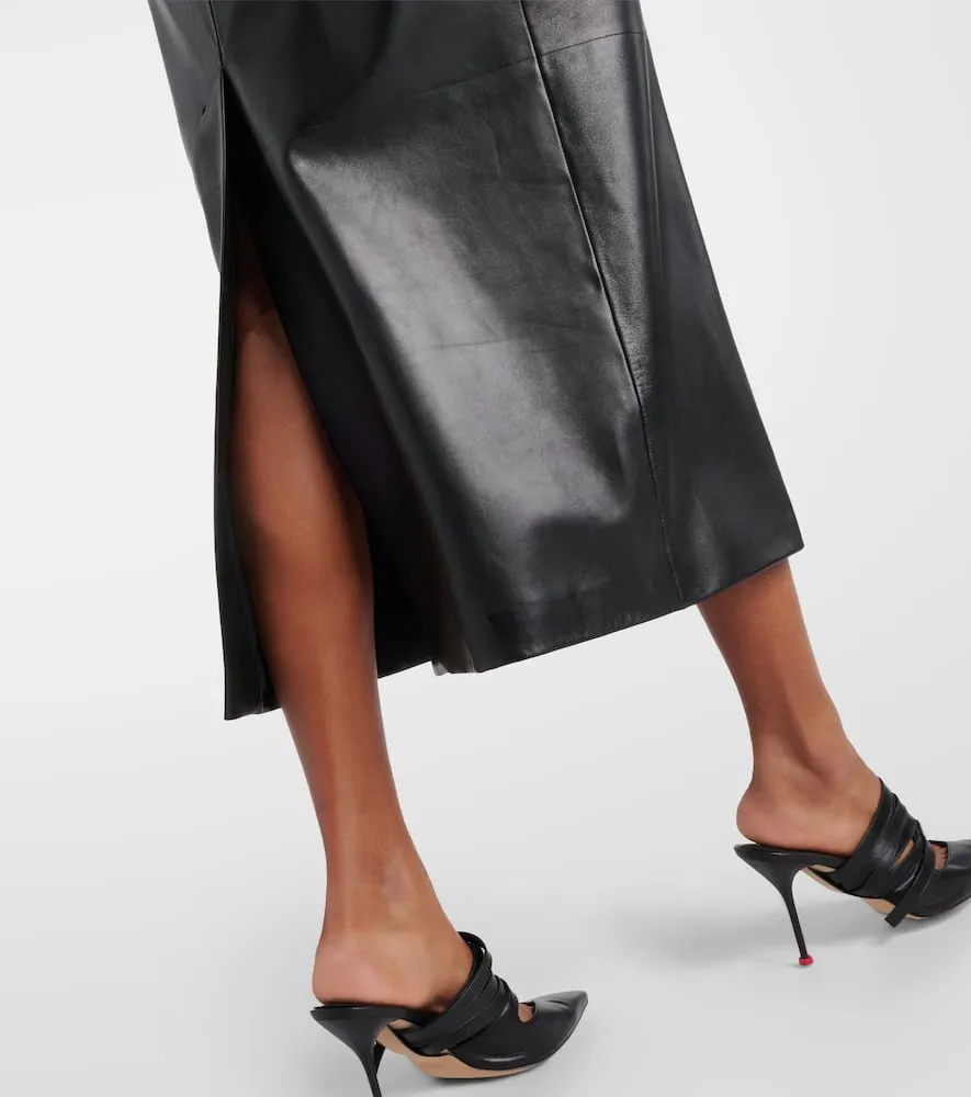 Alexander McQueen Cutout leather midi dress