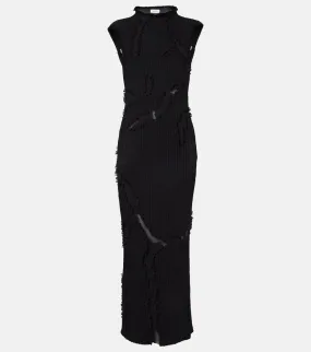 Alexander McQueen Distressed wool and silk maxi dress