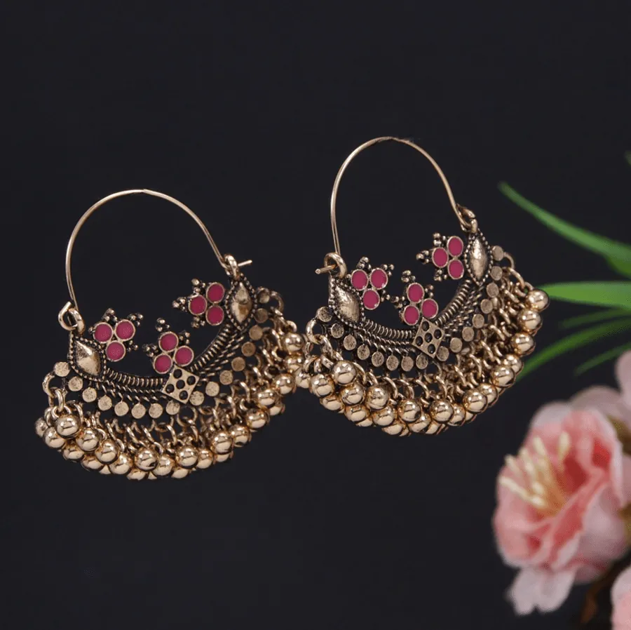 Antique Gold Plated Chand Bali Earring