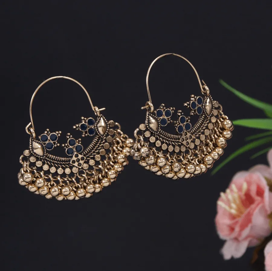 Antique Gold Plated Chand Bali Earring