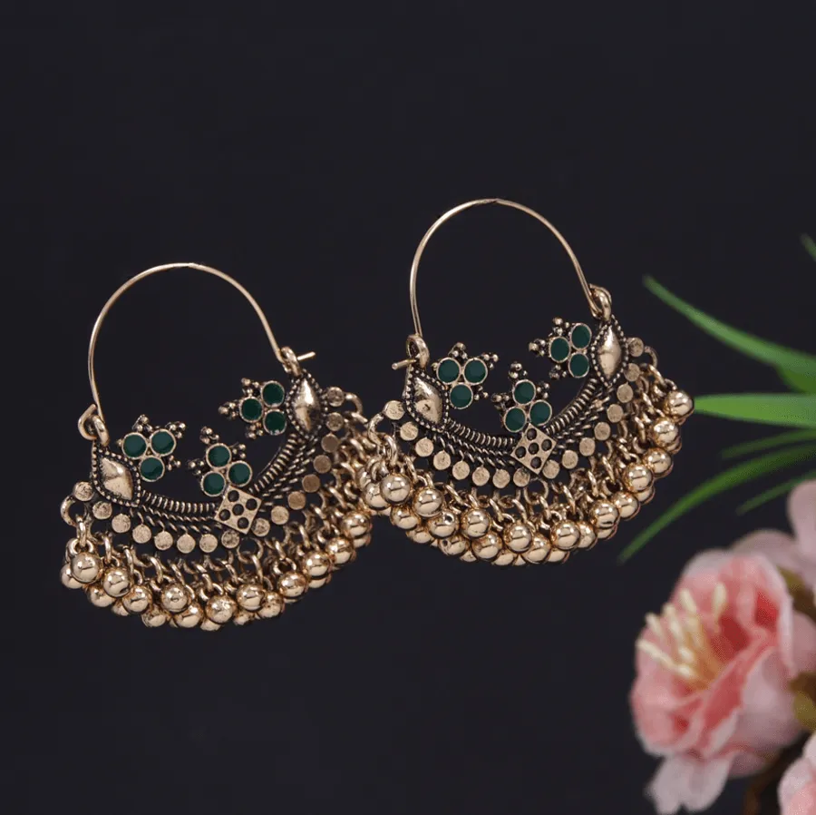 Antique Gold Plated Chand Bali Earring