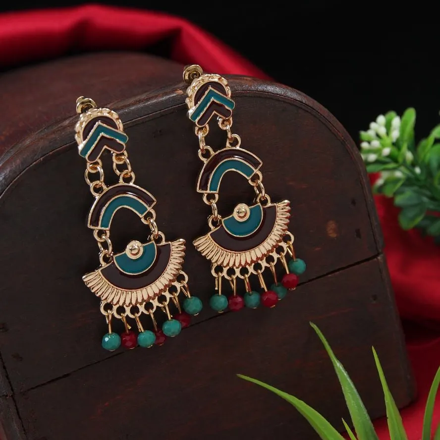 Antique Gold/Silver Plated Multi Coloured Dangle Earring