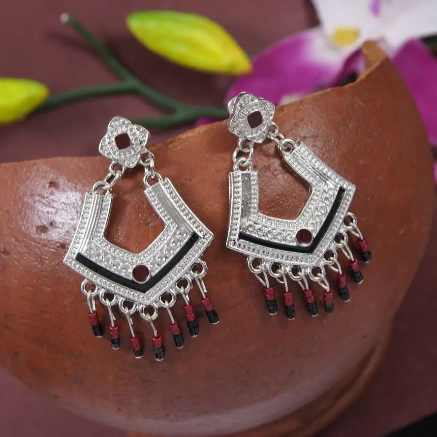 Antique Gold/Silver Plated Multi Coloured Drop Earring