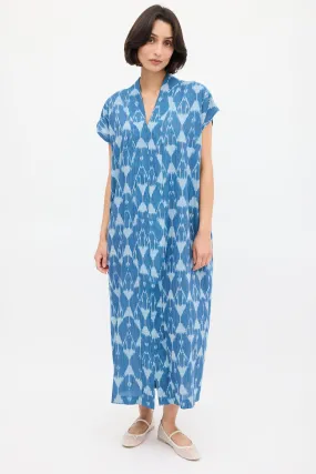 Blue Smoking Printed Shift Dress