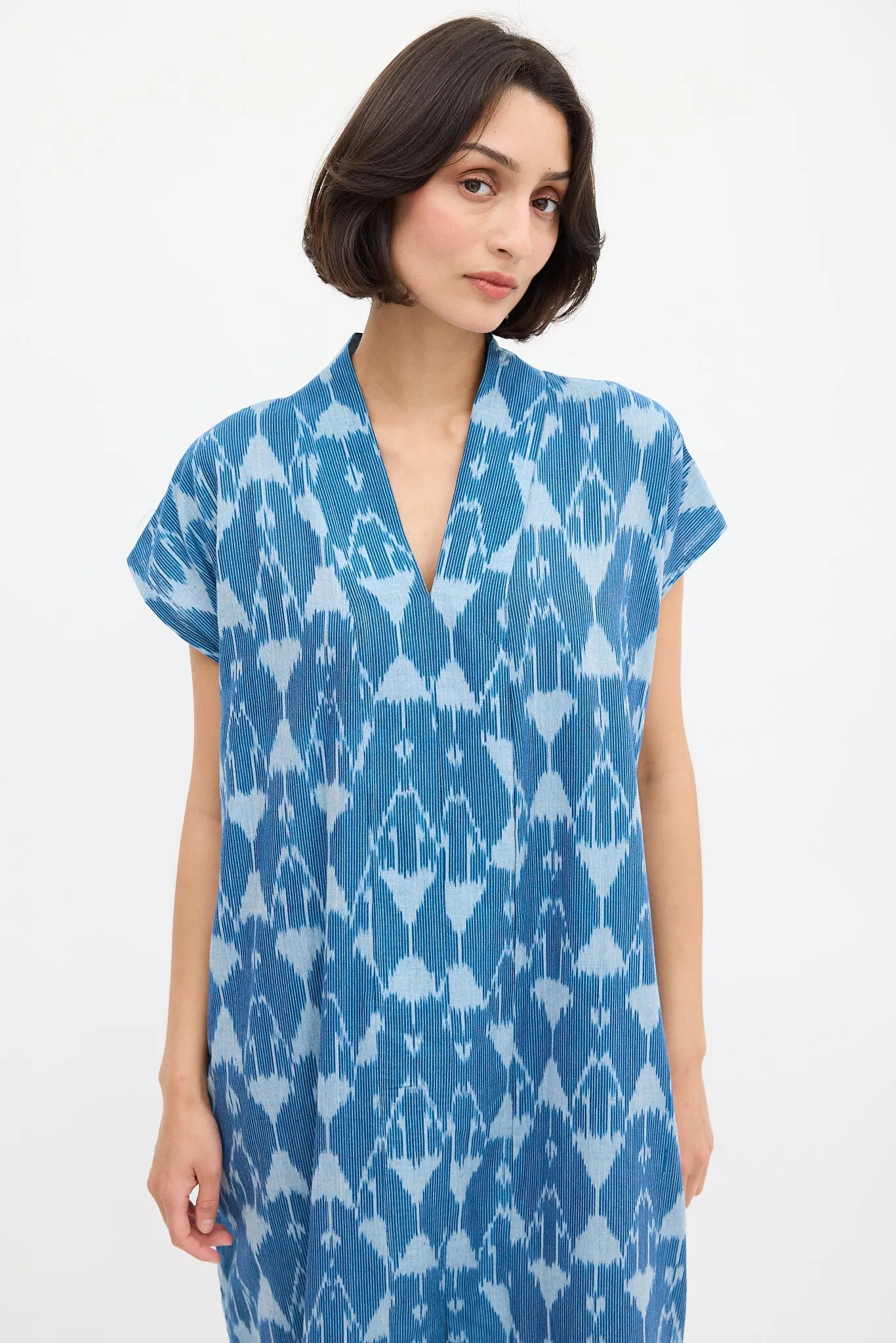 Blue Smoking Printed Shift Dress
