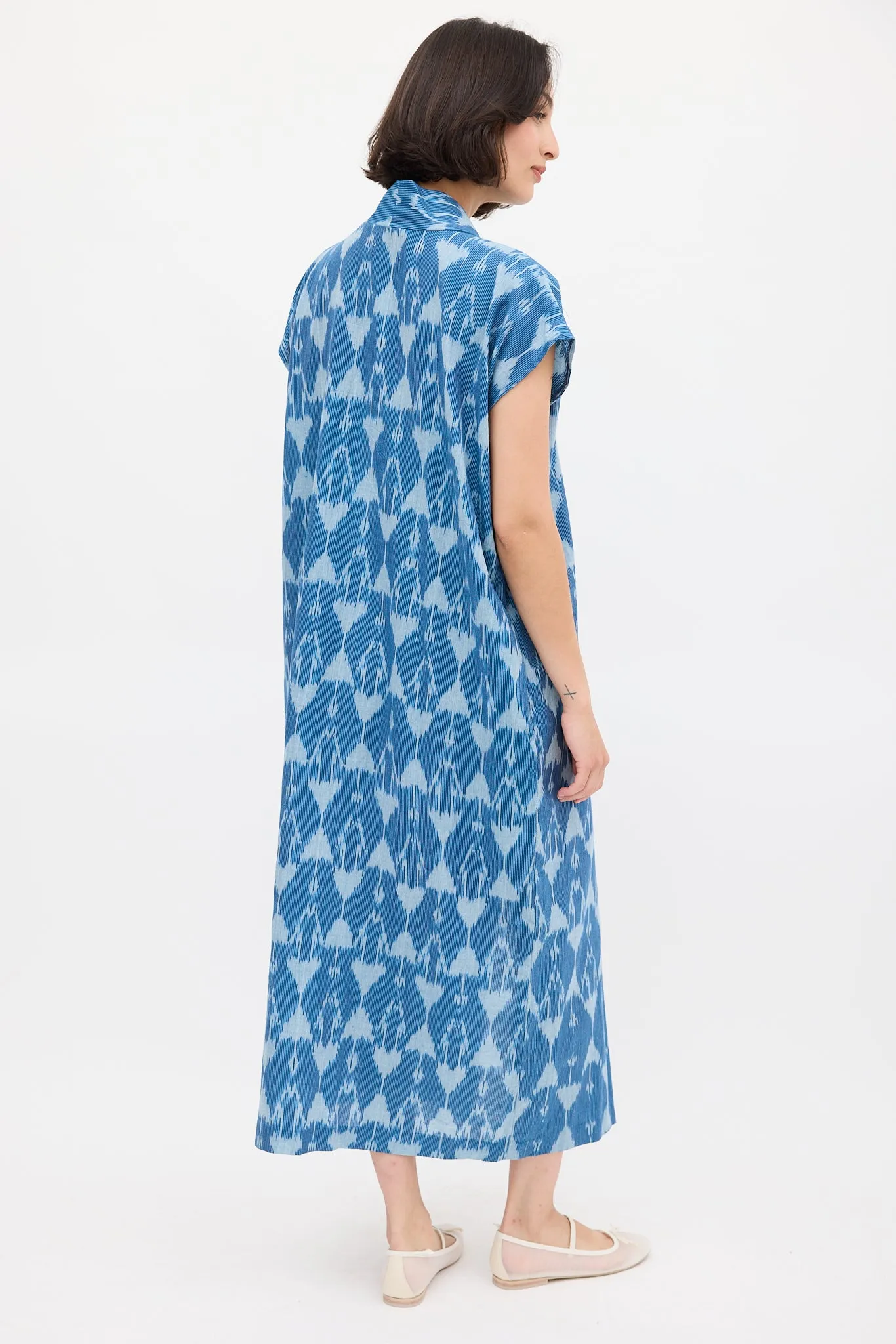 Blue Smoking Printed Shift Dress
