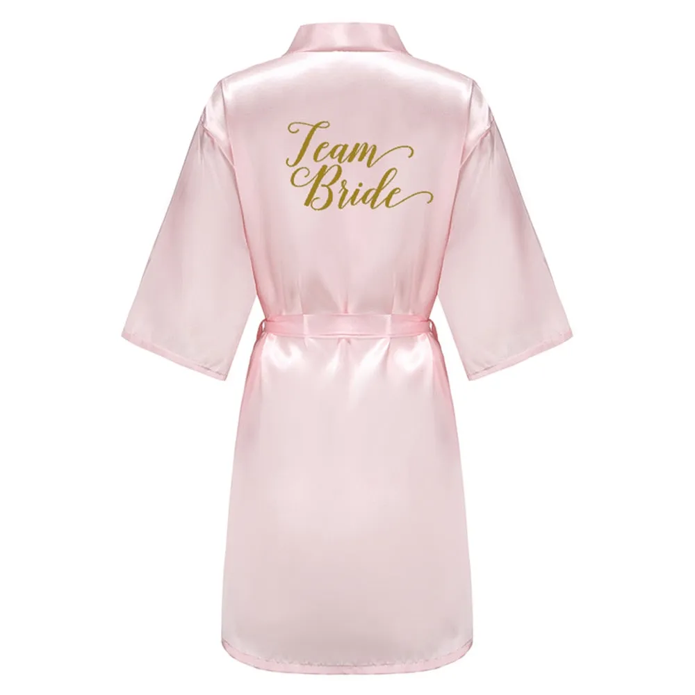 Burgundy Satin Kimono Robes women short pajamas dressing gown wine red Bridesmaid Gift team bride Bridal Party Robes