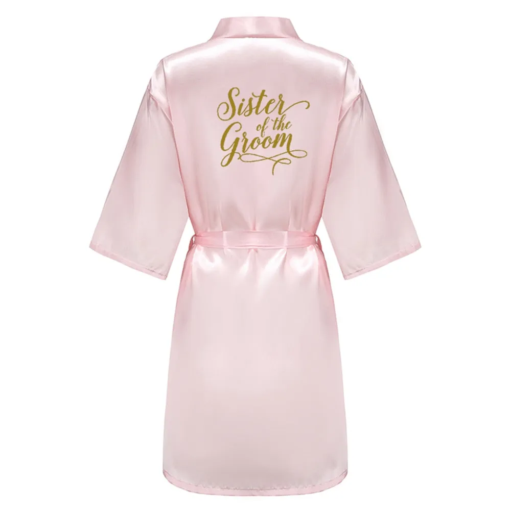 Burgundy Satin Kimono Robes women short pajamas dressing gown wine red Bridesmaid Gift team bride Bridal Party Robes