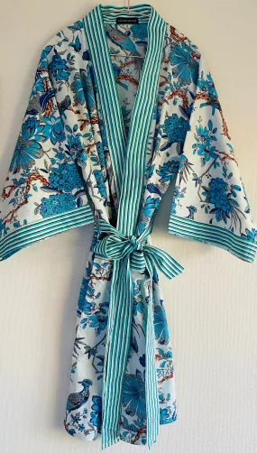 COTTON ROBE & BAG SET / コットン ローブ & バッグセット BLUE FLOWER