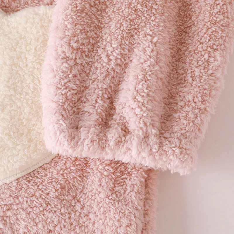 Cute Pink Rabbit Thickened Coral Fleece Pajamas