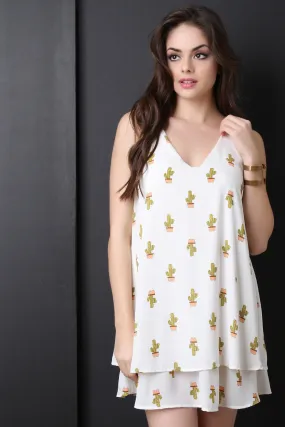 Double Tier Cactus Print Dress