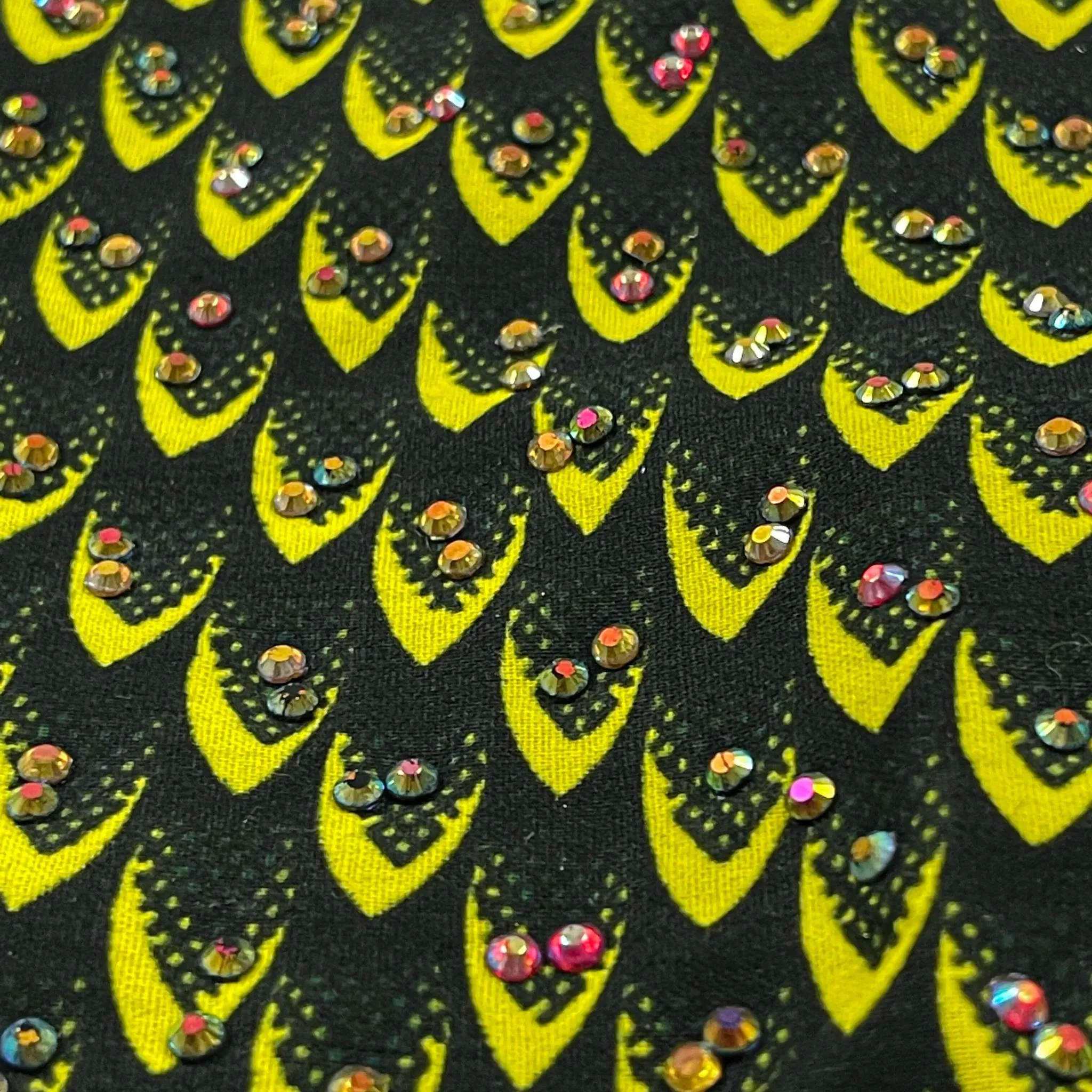Green Ankara Swarovski Stoned Dress