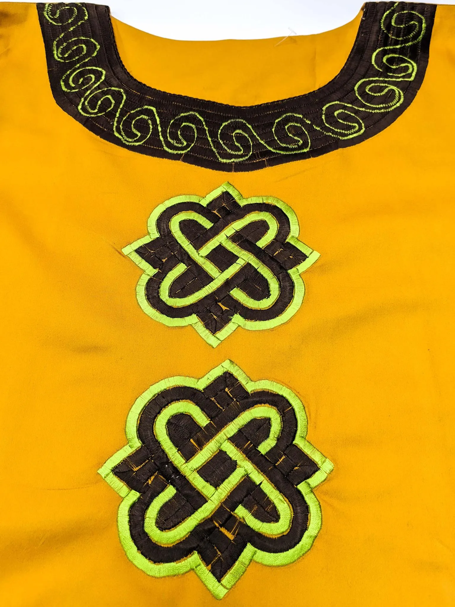 Mustard Embroidery Shift Dress