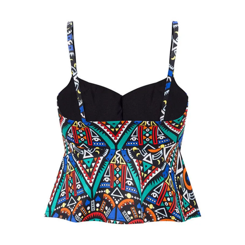 Sexy Bustier Crop Top Floral Print Strap Crop Top Ruffle Padded Bra