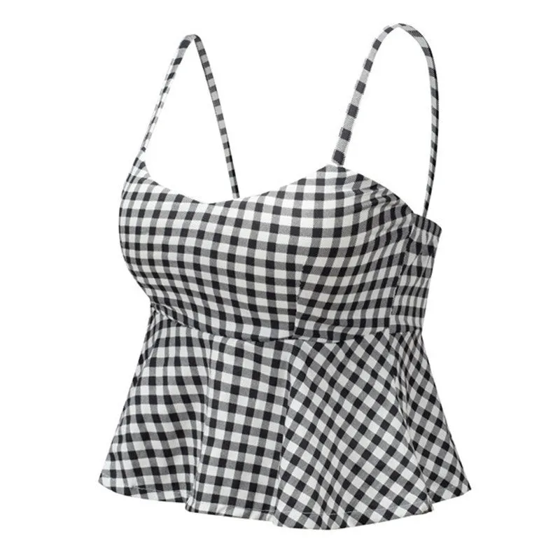 Sexy Bustier Crop Top Floral Print Strap Crop Top Ruffle Padded Bra