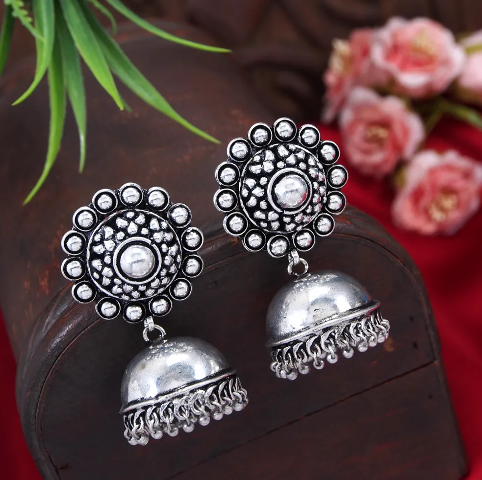 Silver Plated Trendy Antique Jhumki Earring