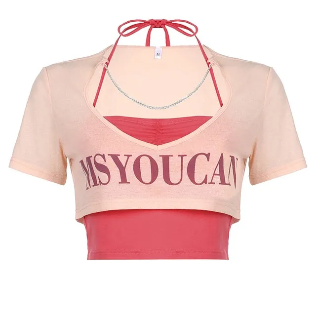Sweet Letters Print Loose Two-piece Tops