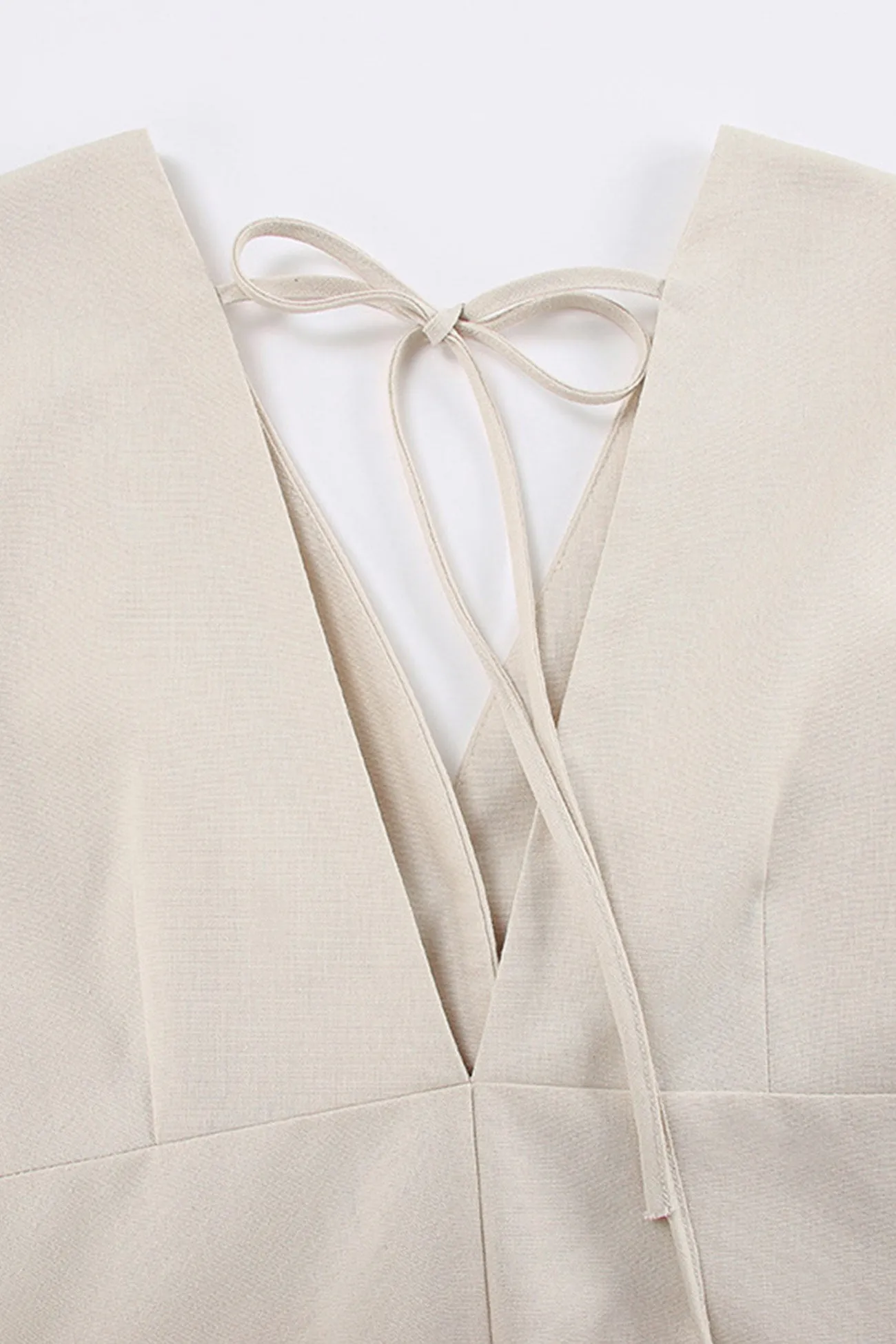 V Neck Single-breasted Cotton Linen A-line Dress