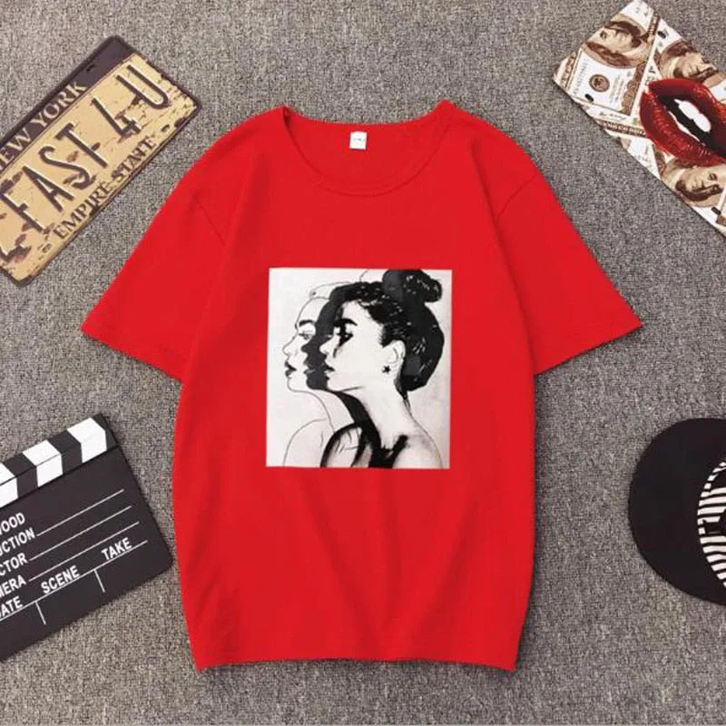 VenusFox Print O Neck Cotton T shirt