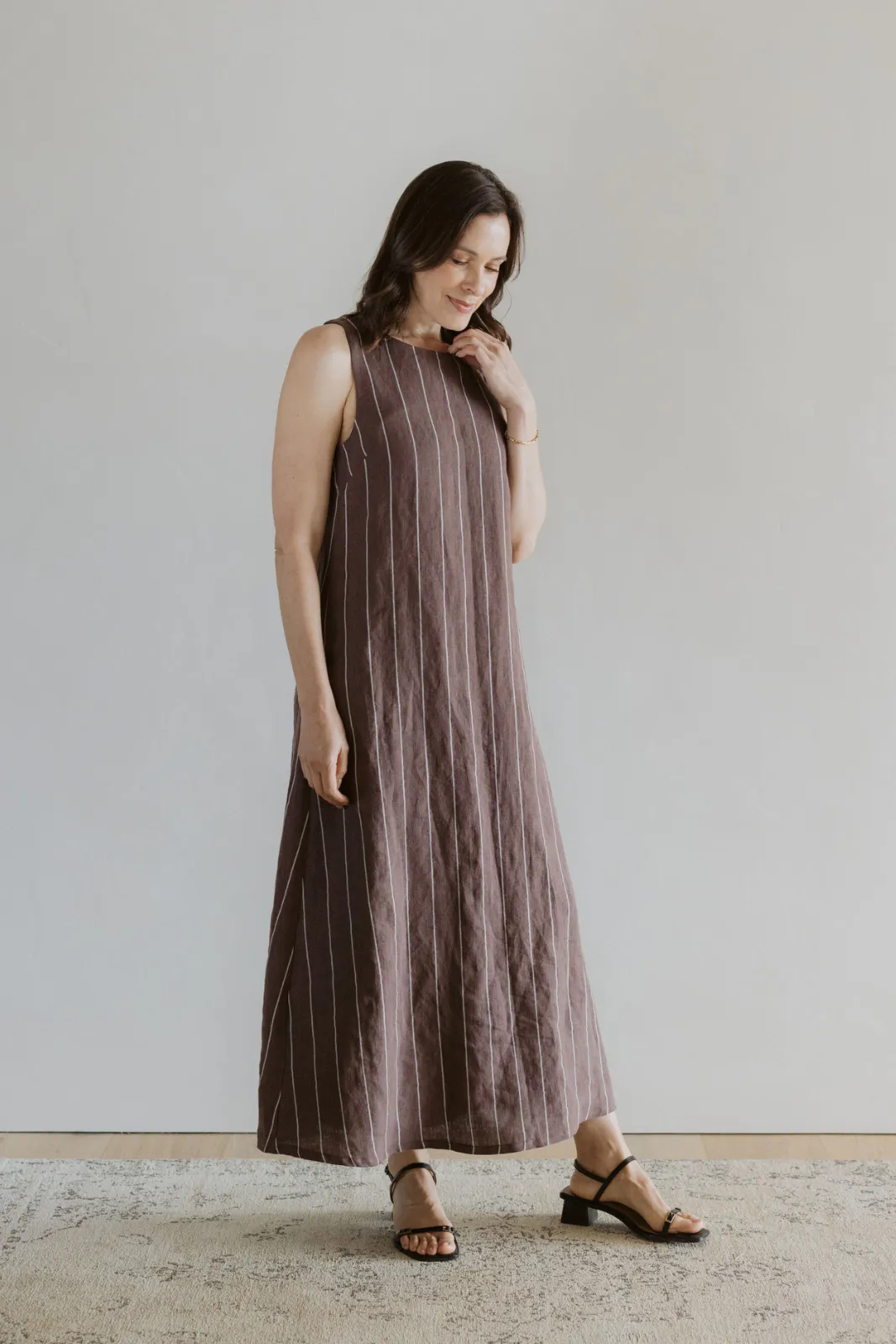 Voyage Dress - Mocha Stripe